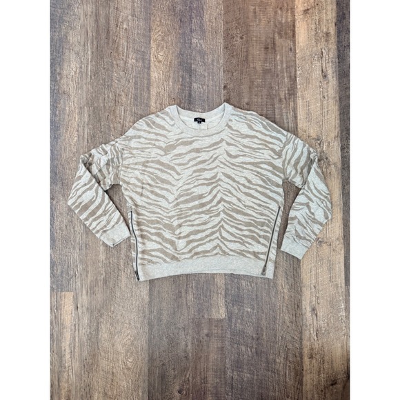 Rails Tops - Rails Marlo Heather Grey Flocked Zebra Sweatshirt Side Zip Women's Medium